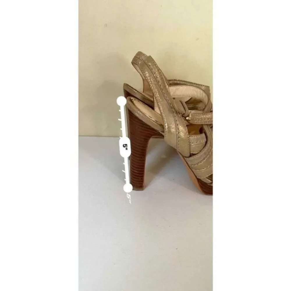 Coach Brynne Sandals Womens 9B Gold Metallic Strappy Platform‎ Heels Glam Luxury